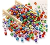 DAHI 1000 Pezzi Perline con Lettere Colorate A-Z Lettere Alfabeto Perline 6 x 6 mm per Collana Braccialetto