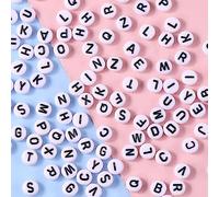DAHI 1000 Pezzi Perline Lettere Rotonde Bianche Perline con Lettere A-Z Alfabeto Perline per Collana Braccialetto