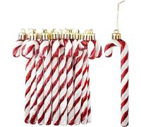 DAHI 12 Pezzi Decorazioni per Albero di Natale, Bastoncini di Zucchero Natalizi, da Appendere, Palline di Natale (Rosso-bianco)