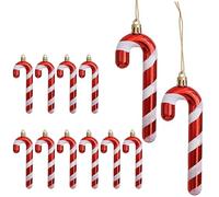 DAHI 12 Pezzi Decorazioni per Albero di Natale, Bastoncini di Zucchero Natalizi, da Appendere, Plastica Candy Cane Decorazioni Albero di Natale (Rosso-bianco B)
