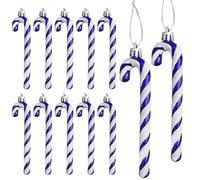 DAHI 12 Pezzi Decorazioni per Albero di Natale, Bastoncini di Zucchero Natalizi, da Appendere, Plastica Candy Cane Decorazioni Albero di Natale (Blu-A)