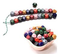 DAHI - 120 Pezzi Perline di Legno Colorate, Perline Legno Geometriche, con Foro, per la Creazione di Gioielli Fai da Te (vintage-A/12mm)