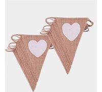 DAHI 2pcs Bandierine Matrimonio 26 pezzi Bandierine Vintage, Bandiera Striscione Cuore, Bandierine Juta per Matrimonio Compleanno Battesimo Decorazioni Feste