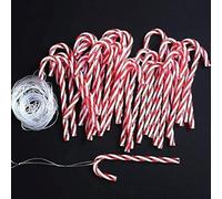 DAHI 32 Pezzi Decorazioni per Albero di Natale, Bastoncini di Zucchero Natalizi, Plastica Candy Cane di Natalizie, Addobbi Albero di Natale Rosso e Bianco