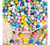 DAHI Perle di legno, 400 pezzi, perline di legno colorate con foro da 1,2 cm, per fai da te (perline colorate da 1,2 cm, 400 pezzi)