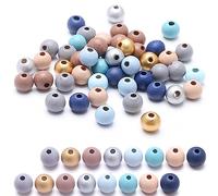 DAHI Perline di legno colorate con foro, 400 pezzi, perline di legno per fai da te (colorate-12 mm)