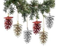 DAHI Set di 12 Glitterati Decorazioni Pigne per Albero di Natale - Grandi Pigne Decorative Natalizie da Appendere - Ciondoli in Plastica - Palline di Natale (3 colori 80 x 45 mm)