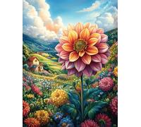 Dahlia Flower in A Blooming Meadow Puzzle 500 Pezzi Sfida Impossibile Difficile Science Fiction Magical Dream Rompicapo Per Adulti Amanti Del Puzzle Rilassamento E Stimolo Intellettuale Regalo Lui 50