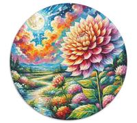 Dahlia, puzzle rotondi da 1000 pezzi, per bambini e adulti, regalo per la famiglia, forma unica, impossibile per giochi di sfida unici, 1000 pezzi (67,5 x 67,5 cm)