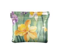 Dahlia Snapdragon arancione in pelle PU piccolo portamonete accessori da viaggio unici per donne ragazzi ragazze, Orchidea Narciso Verde Lavanda, 1 size, moderno