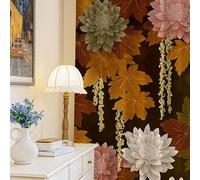 Dahlia - Tende oscuranti autunnali, rustiche, con foglie d'acero, colore marrone, isolamento termico, con occhielli, per soggiorno, casa, ufficio, finestra, 132 x 213 cm