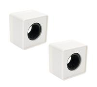 Dahszhi 2 supporti per microfono a cubo, microfono quadrato intervista logo bandiera stazione, bianco