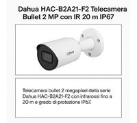 TELECAMERA DAHUA IBRIDA IN METALLO AHD CVI TVI CVBS 3.6MM 2.1 MP 1080P IR 20M