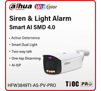 Dahua WizColor HFW3849T1-AS-PV-PRO 8MP Luci rosse e blu Allarme sonoro e luminoso Telecamera intelligente Ai 4K Audio bidirezionale Reale a colori
