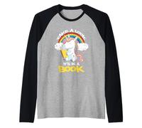 dai un'occhiata alla Lettura di Un Libro con Unicorno Arcobaleno Maglia con Maniche Raglan