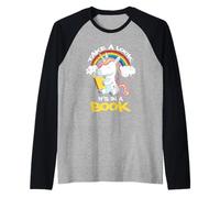 dai un'occhiata alla Lettura di Un Libro con Unicorno Arcobaleno Maglia con Maniche Raglan