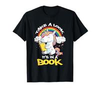 dai un'occhiata alla Lettura di Un Libro con Unicorno Arcobaleno Maglietta