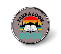 Dai un'occhiata, è in un libro, un distintivo rotondo, per uomo e donna, spilla con castone in metallo, spilla con bottone, spilla da bavero, spilla da cravatta per abiti, camicie, giacche, cappelli