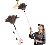 Daieeparty Spolverino estensibile con piume di struzzo fino a 63,5-124,5 cm, manico lungo, riutilizzabile, per la pulizia del ventilatore a soffitto, lampada a sospensione, 1 pezzo