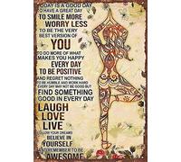 DAIERCY Targa in metallo con fiore e ragazza Today is a Good say to Have a Great Day to Smile More Worry Less to be The Very Laugh Love Believe in Yourself, targa in metallo per decorazione da parete