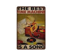 DAIERCY Targa in metallo spesso e resistente, con scritta in lingua inglese "The Best Time Machine is A Song Music", decorazione da parete vintage, per la cucina, il bar, la grotta degli uomini