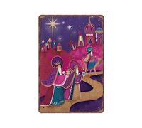 DAIERCY Targa in metallo vintage con scritta "Christmas Wise Men Three Kings Wise Men Still Seek Him Jesus", divertente decorazione da parete per cucina, bagno, casa, regali, 140 x 200 mm