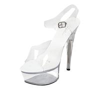 DAIFINEY Sexy Super High Tacchi con plateau impermeabili, scarpe di cristallo trasparenti, scarpe da 15 cm, con ruote da donna, trasparente, 42 EU Stretta