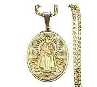 DAIHAITECH Brasile Nossa Senhora Nostra Signora di Aparecida Medaglia Collana Per Uomo Donna Acciaio Inox Colore Oro Catena Monili Colar, Formato libero, Acciaio Inox, Senza Gemma