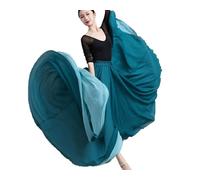 DAIHAN Donna Classica Gonna Lunga e Ampia Flamenco Maxi Stile da Reversibile in Chiffon Double-Face 720 Gradi Costume da Festival per Il Balletto, Allenamento KQSkyblu XL