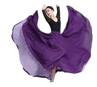 DAIHAN Donna Classica Gonna Lunga e Ampia Flamenco Maxi Stile da Reversibile in Chiffon Double-Face 720 Gradi Costume da Festival per Il Balletto, Allenamento XueQ XL