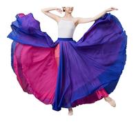 DAIHAN Donna Gonne da Allenamento a Vita Alta ed Elasticizzata Gonna Maxi Lunga e Fluida A Doppio Strato Classico Lirico e Moderno Design Bicolore Costume da Danza del Ventre 5 2XL