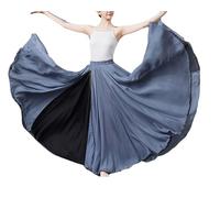 DAIHAN Donna Gonne da Allenamento a Vita Alta ed Elasticizzata Gonna Maxi Lunga e Fluida A Doppio Strato Classico Lirico e Moderno Design Bicolore Costume da Danza del Ventre 4 XL