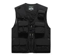 DAIHAN Giubbino da Lavoro Smanicato Leggero Giacche Gilet Maschile Multi-Tasca Giubbino da Lavoro Giacca Senza Maniche Gilet da Escursionismo Caccia E Pesca,Nero,6XL