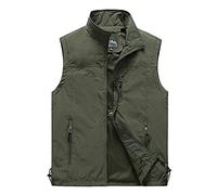DAIHAN Smanicato Leggero da Uomo,Gilet Sportivo Gilet Pesca Giubbino da Lavoro, in Tessuto Softshell, Antivento, Senza Maniche, per Viaggi, Escursionismo, Corsa E Golf,Verde Militare,M