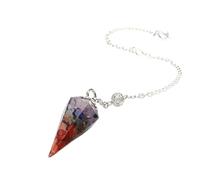 DAIJES 7 colori cristallo naturale ghiaia resina primavera punteruolo pendolo cristallo agata esagonale cono spirito pendolo pendente, sette colori