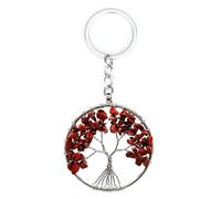 DAIJES 7 Pietre colorate Cristallo naturale Ghiaia Albero della vita Portachiavi Ciondolo Portachiavi Appeso Ornamenti, Pietra rossa Rotonda Sparsa