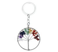 DAIJES 7 pietre colorate in cristallo naturale ghiaia albero della vita portachiavi ciondolo portachiavi ornamenti appesi, 7 forme rotonde colorate senza dispersione
