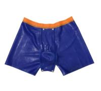 DAIJES Boxer Sexy en Latex pour Homme, Caleçon moulant, Protection entrejambe, Gris et Orange, Taille XL