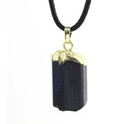 DAIJES Ciondolo in ossidiana naturale irregolare placcato oro, argento, diamanti incastonati, tormalina nera, minerale grezzo elettrico, placcato oro