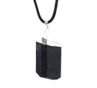 DAIJES Ciondolo in ossidiana naturale irregolare placcato oro e argento con diamanti incastonati, minerale grezzo elettrico di tormalina nera, argento