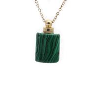 DAIJES Ciondolo per bottiglia di profumo cilindrica piatta in pietra semipreziosa, collana di produzione semplice fai da te, NSN0081 Ciondolo per bottiglia di profumo in malachite
