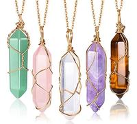 DAIJES Collana con ciondolo a colonna esagonale in cristallo di pietra naturale, set da 6
