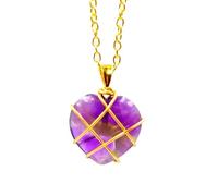 DAIJES Collana con ciondolo a forma di castello in cristallo naturale con diamanti, fai da te, cuore di pesca, ametista + catena