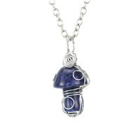 DAIJES Collana con ciondolo a forma di piccolo fungo in agata di cristallo intrecciata a mano, gioielli, accessori fai da te, modello blu