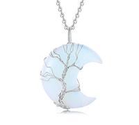 DAIJES Collana con ciondolo albero della vita luna ametista in pietra naturale Collana fai da te con cristallo avvolto, opale + catena