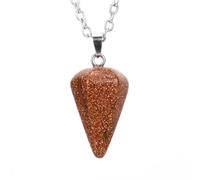 DAIJES Collana con pendente a colonna esagonale conica con superficie tagliata in cristallo di pietra naturale N631, argento + sabbia dorata