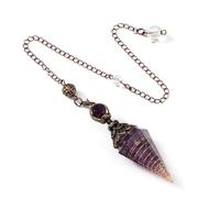 DAIJES Pendolo di cristallo colorato Pietra semipreziosa Ghiaia colorata Resina Spirito Pendente Pendente cono esagonale, Ametista (Bronzo)