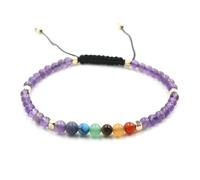 DAIJES Perle rotonde di cristallo di pietra naturale, sette bracciali intrecciati a mano, gioielli per le mani - ametista