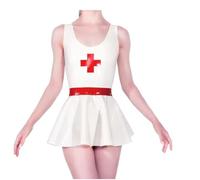 DAIJES Uniforme Sexy in Lattice Naturale, Bianca e Rossa, con Pieghe e Decorazioni con Cintura Incrociata, Nera e Rossa, XXL