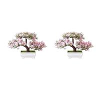 Daijianbin 2 X Piante Artificiali Bonsai Piccolo Vaso Albero Falso Piante Fiori Vaso Piante Bonsai Artificiali per Casa Tavolo Hotel Giardino Decorazione A